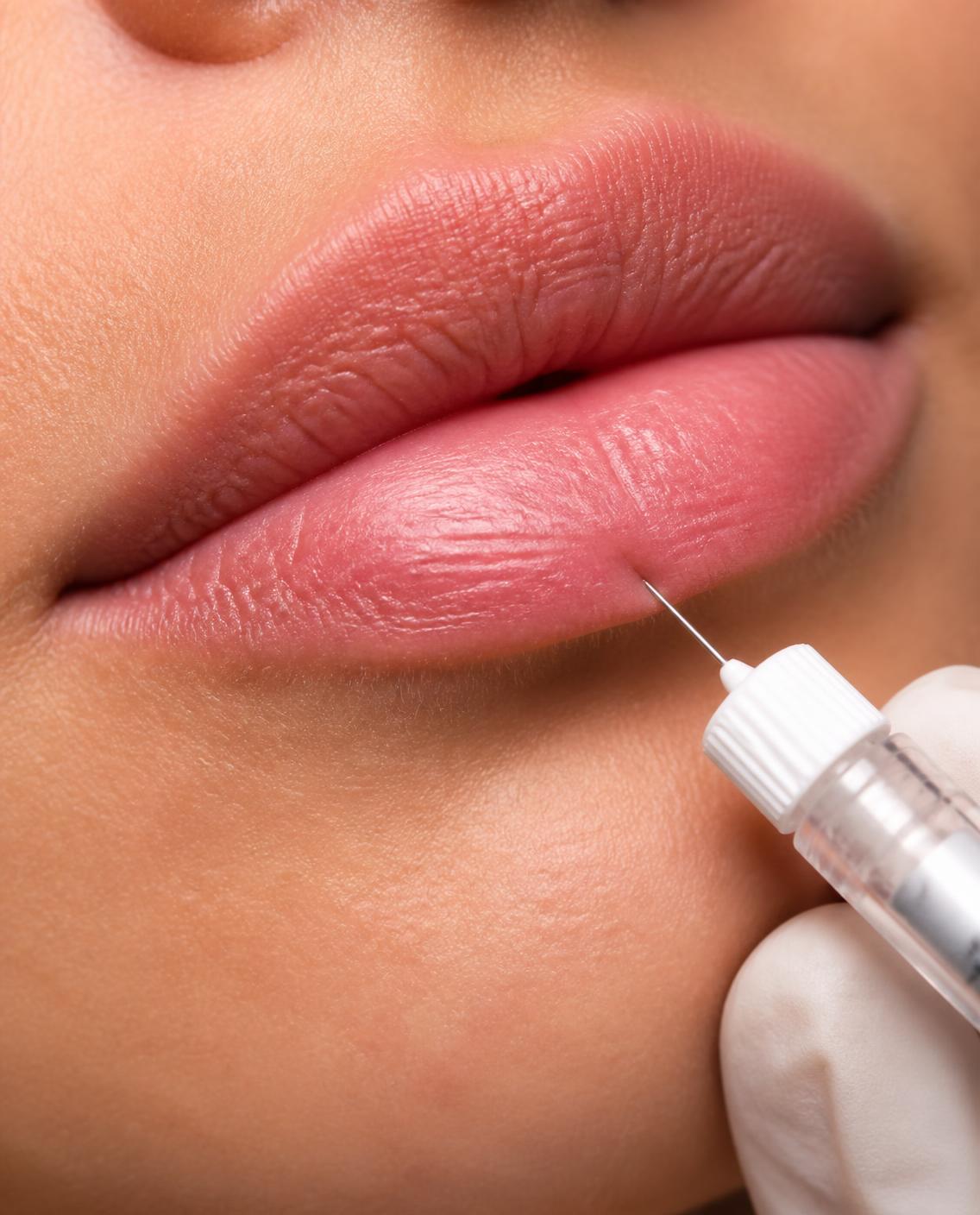 Lip filler with a fine needle