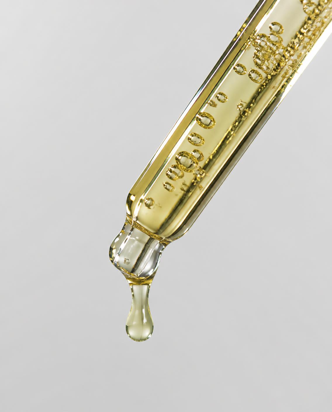Serum dripping from a dropper